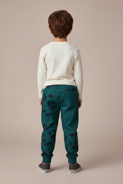 Pantalon Parachute Vert Dinosaure Enfant Décontracté Coton - Molleton - vue 2