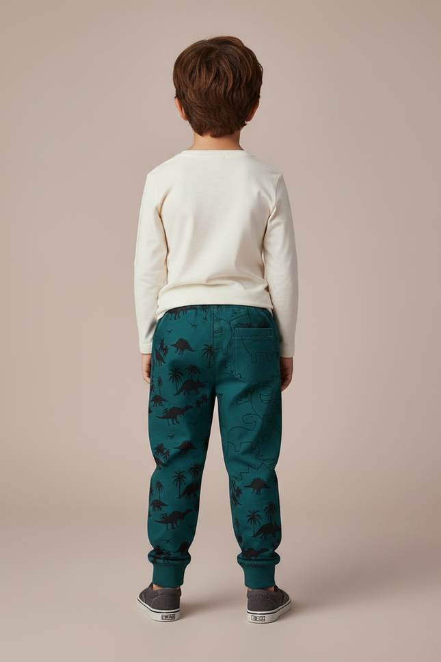 Pantalon Parachute Vert Dinosaure Enfant Décontracté Coton - Molleton - vue 2