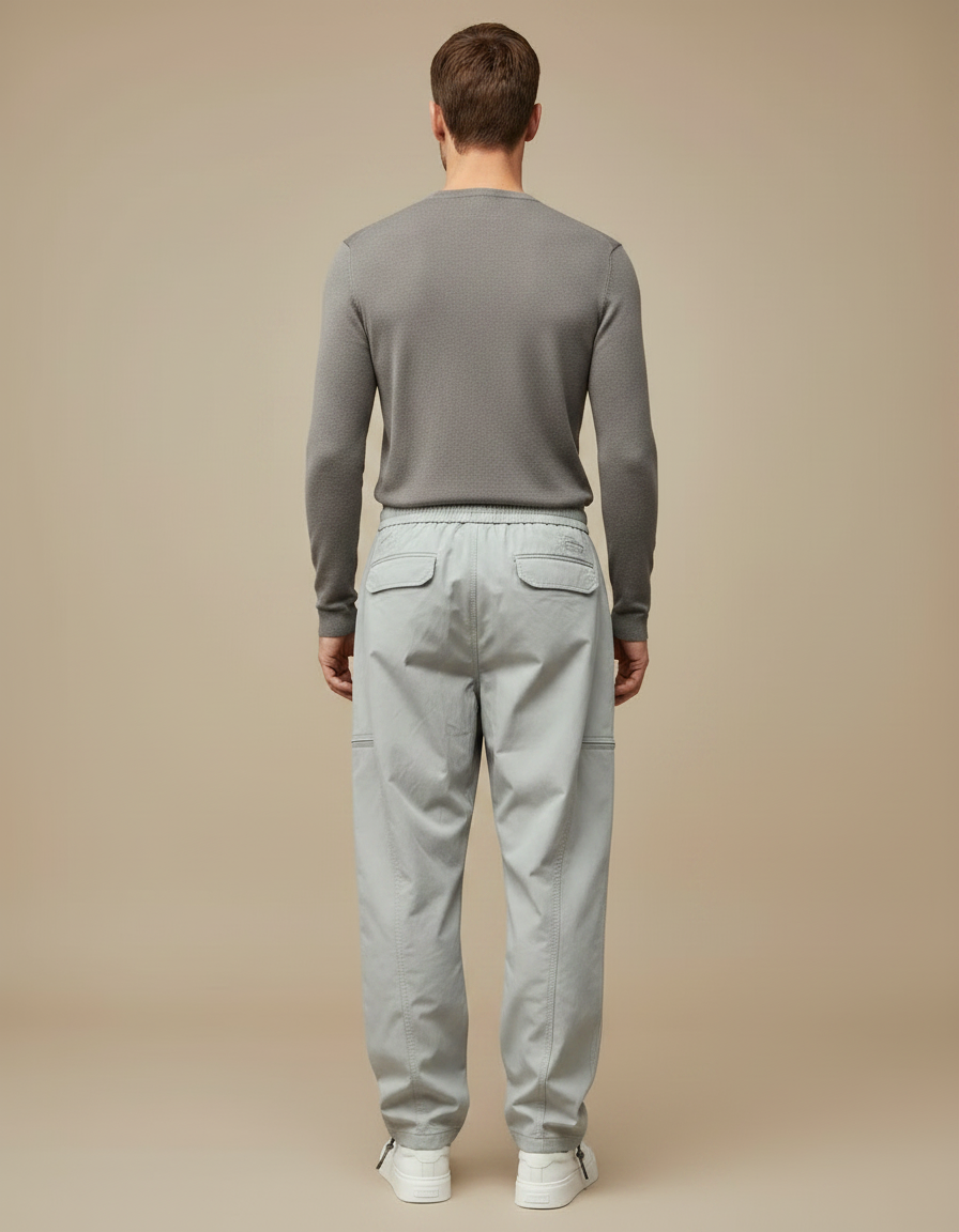 Pantalon Parachute Gris Ample Décontracté Homme Sport - Polyester - vue 2