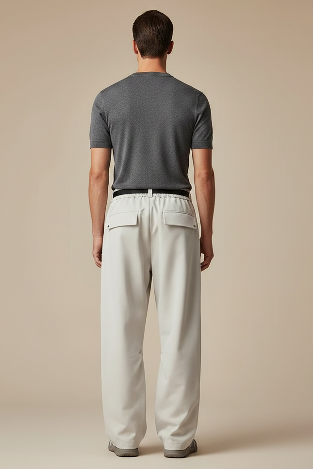Pantalon Parachute Beige Ample Fonctionnel Ceinturé Moderne - Polyester - vue 2