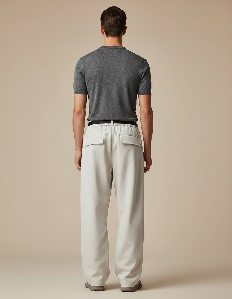 Pantalon Parachute Beige Ample Fonctionnel Ceinturé Moderne - Polyester - vue 2