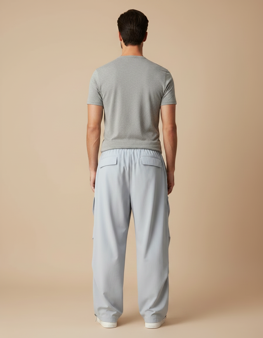 Pantalon Parachute Gris Ample Homme Sport Léger - Polyester - vue 2