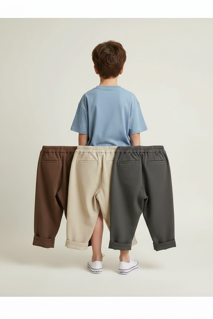Pantalon Parachute Décontracté Ample Coton Enfants Unisexe - Beige - vue 2