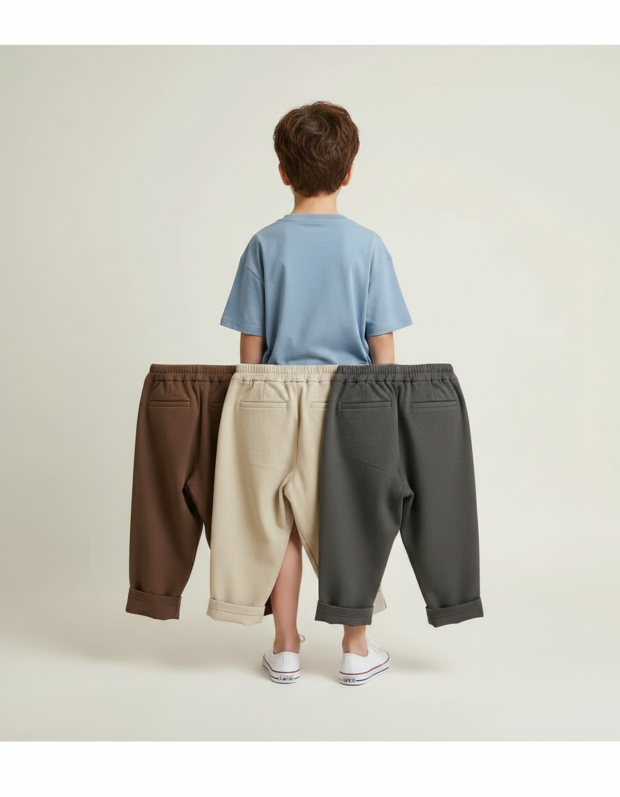 Pantalon Parachute Décontracté Ample Coton Enfants Unisexe - Beige - vue 2
