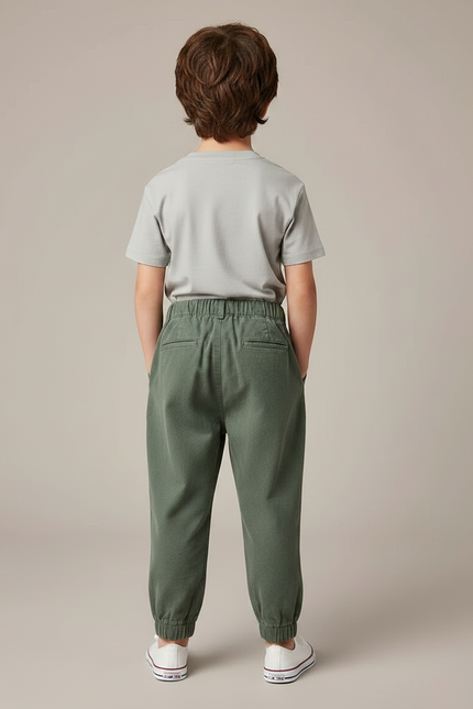 Pantalon Parachute Vert Coton Ample Garçon Décontracté - vue 2
