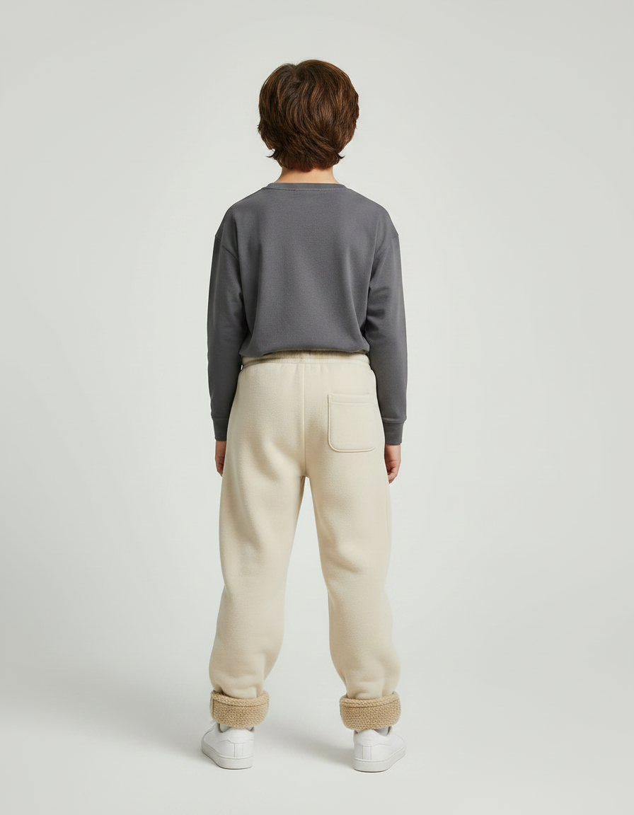 Pantalon Parachute Beige Ample Polaire Enfant Confortable - Molleton - vue 2
