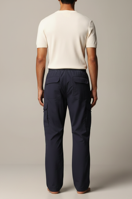 Pantalon Parachute Bleu Marine Cargo Ample Sportif Homme - Polyester - vue 2