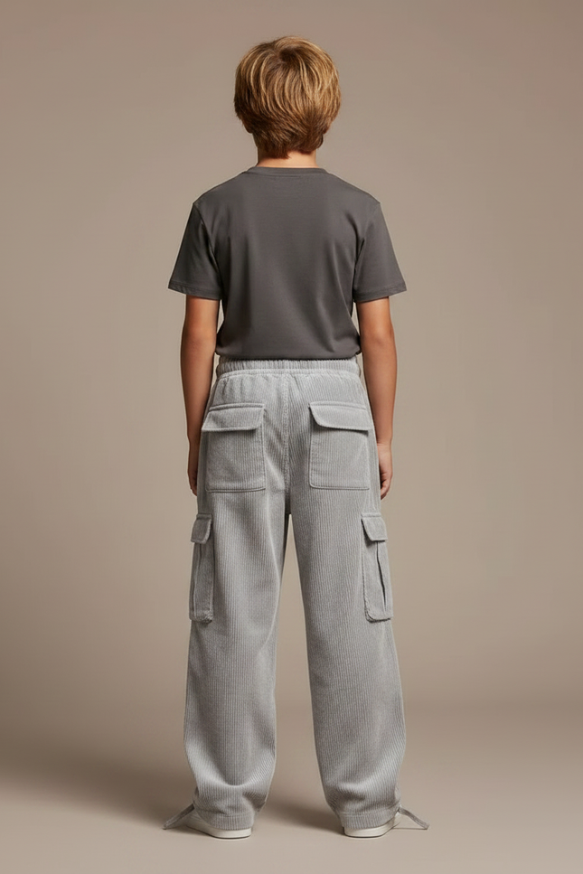 Pantalon Parachute Garçon Gris Baggy Streetwear - Cordé - vue 2