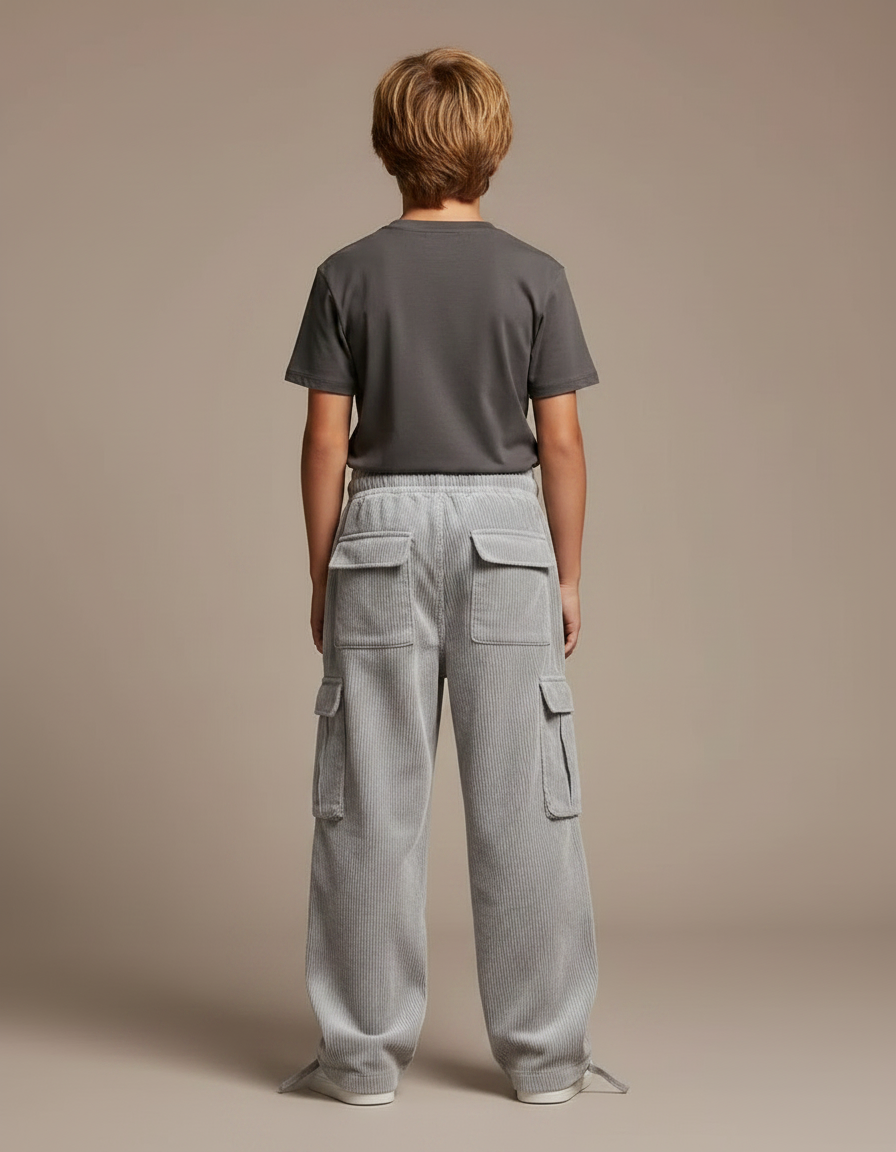 Pantalon Parachute Garçon Gris Baggy Streetwear - Cordé - vue 2