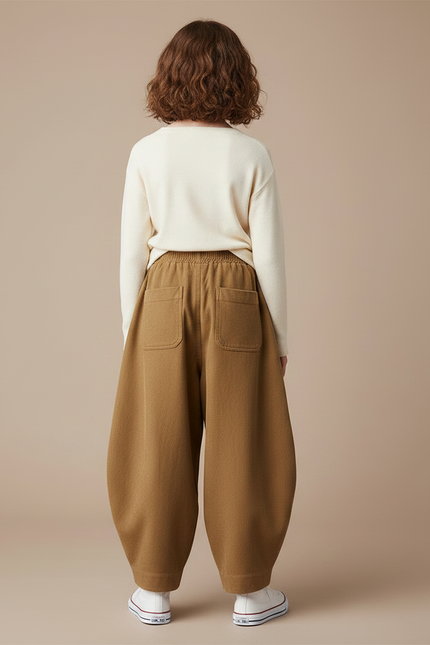 Pantalon Parachute Marron Ample Confortable Enfant - Molleton - vue 2