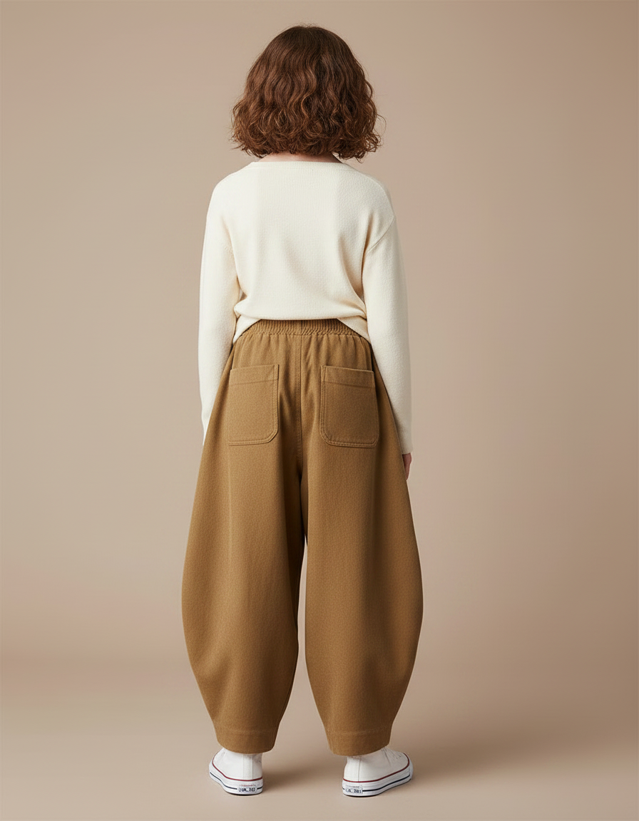 Pantalon Parachute Marron Ample Confortable Enfant - Molleton - vue 2