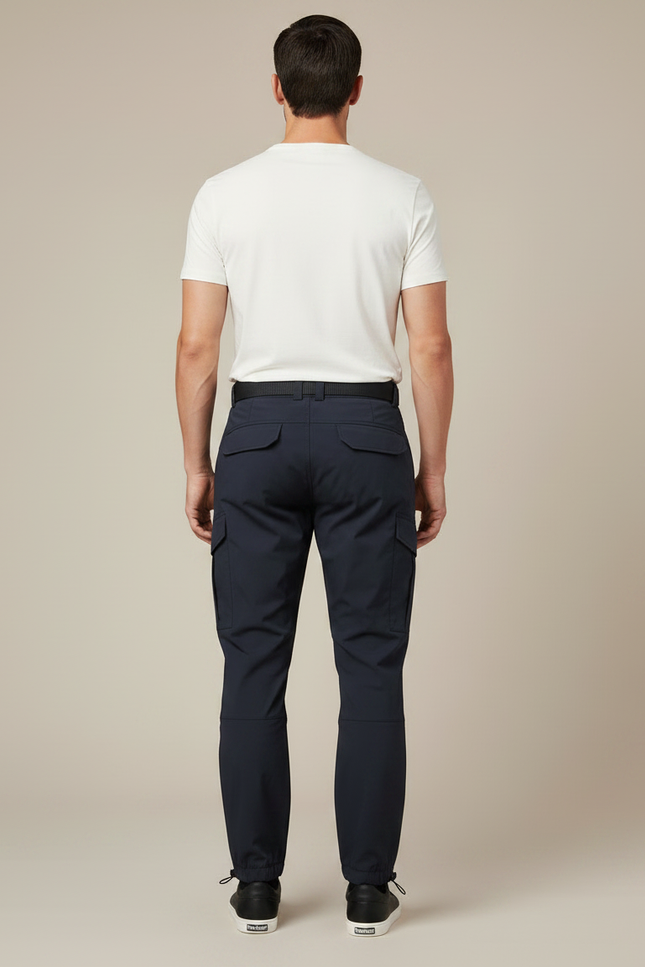 Pantalon Parachute Bleu Marine Cargo Multipoches Homme - Polyester - vue 2