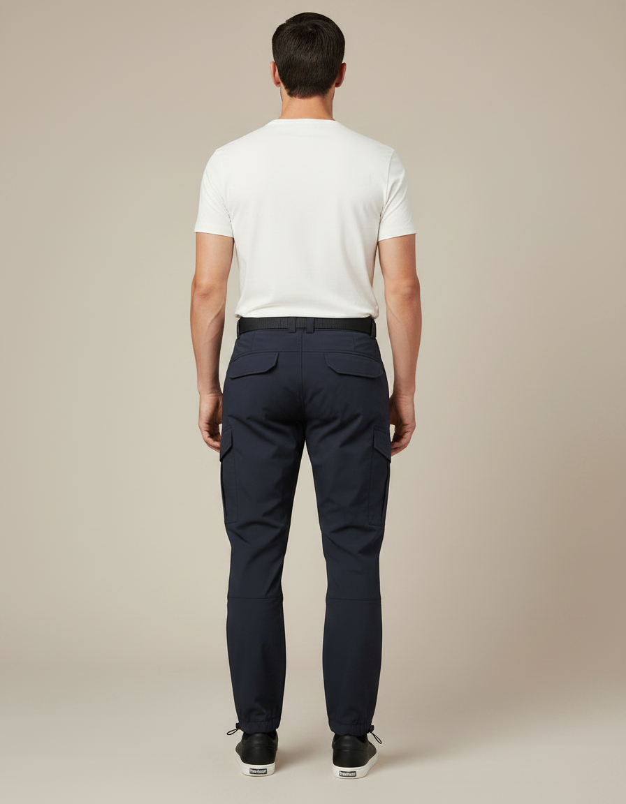 Pantalon Parachute Bleu Marine Cargo Multipoches Homme - Polyester - vue 2