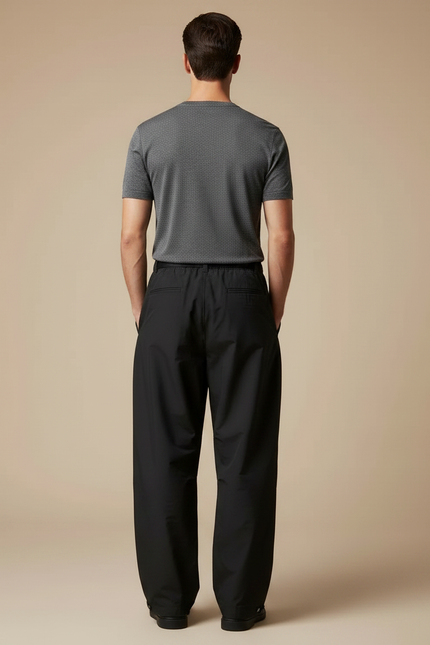 Pantalon Parachute Noir Ample Imperméable Unisexe Décontracté - Polyester - vue 2