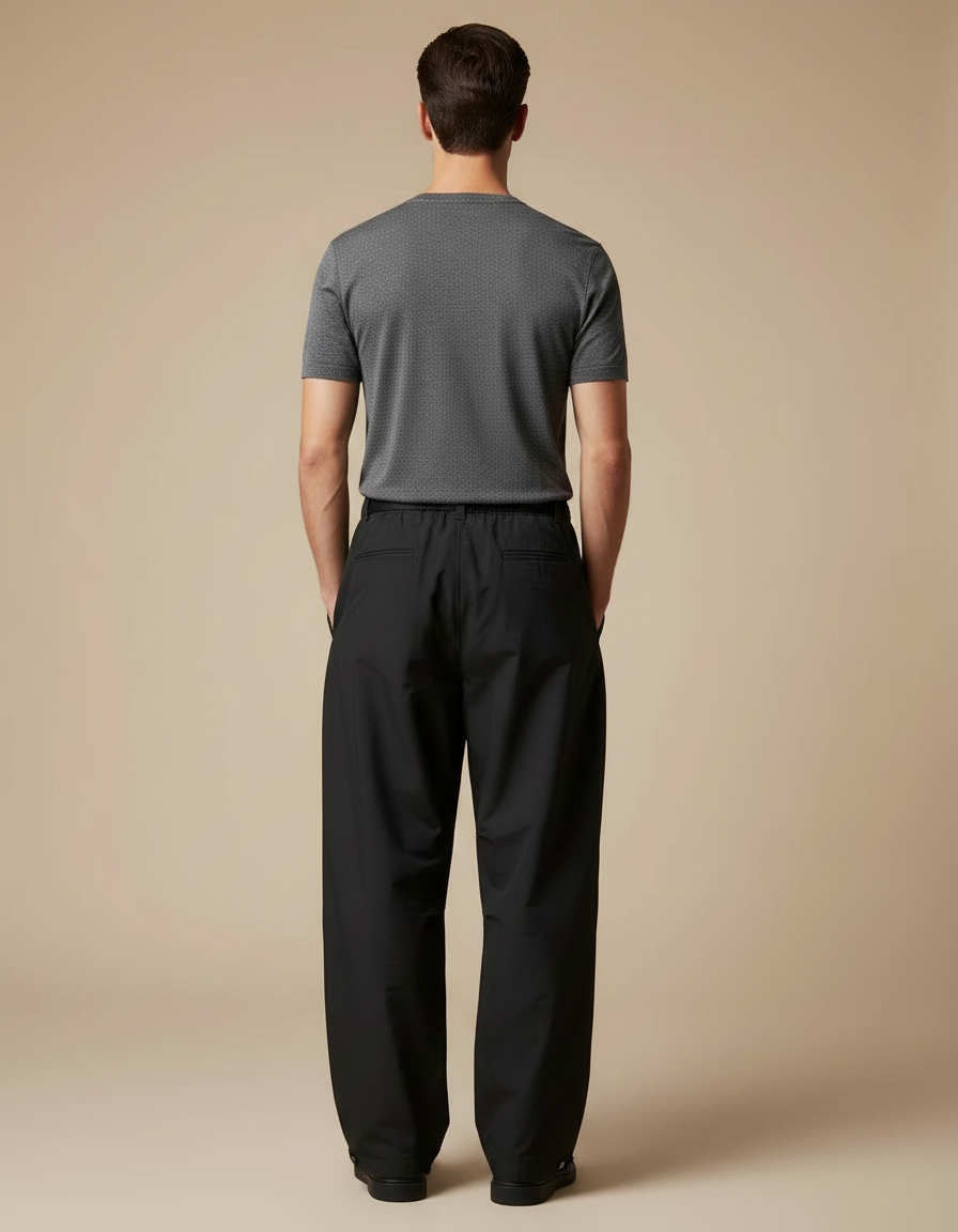 Pantalon Parachute Noir Ample Imperméable Unisexe Décontracté - Polyester - vue 2