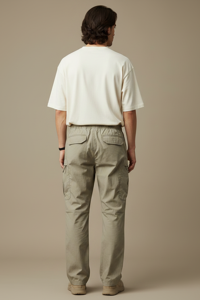 Pantalon Parachute Kaki Ample Décontracté Homme Cargo - Polyester - vue 2
