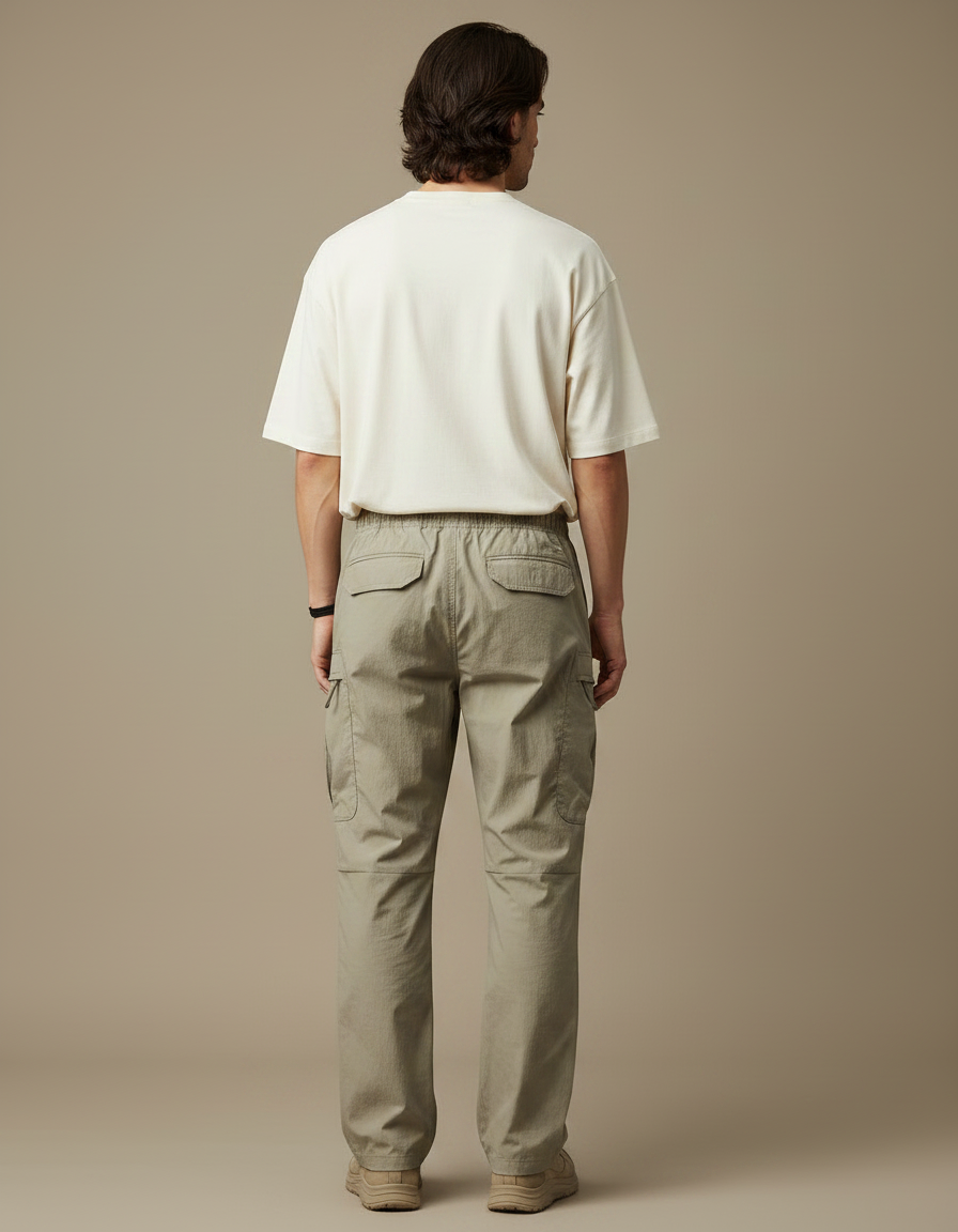 Pantalon Parachute Kaki Ample Décontracté Homme Cargo - Polyester - vue 2
