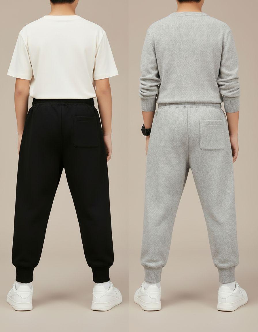Pantalon Parachute Coton Ample Numéro Imprimé Enfant - Noir Molleton - vue 2