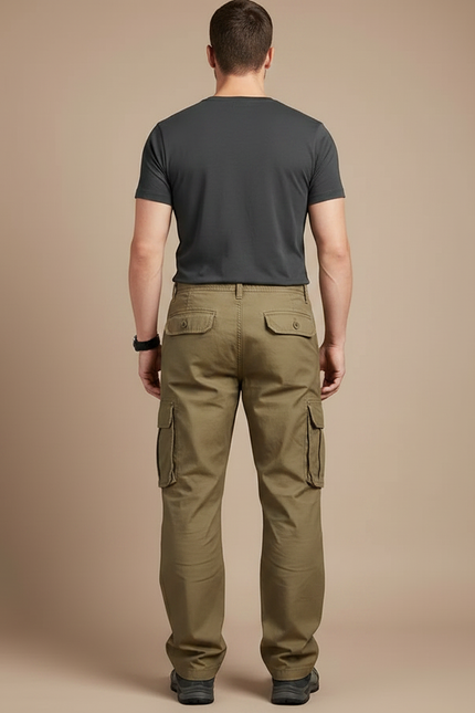 Pantalon Parachute Kaki Coton Ample Cargo Homme - vue 2