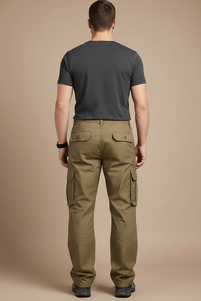 Pantalon Parachute Kaki Coton Ample Cargo Homme - vue 2