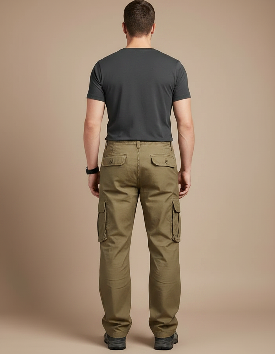 Pantalon Parachute Kaki Coton Ample Cargo Homme - vue 2