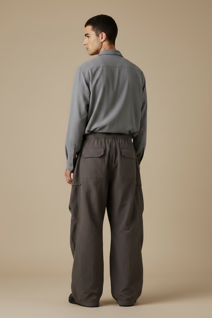 Pantalon Parachute Grande Taille - Gris Polyester - vue 2