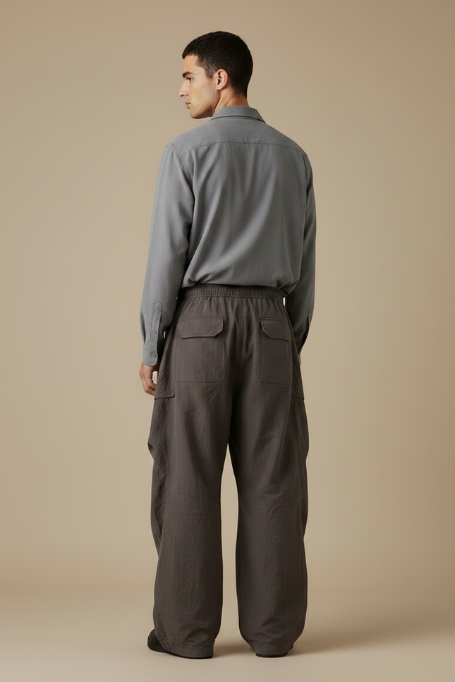 Pantalon Parachute Grande Taille - Gris Polyester - vue 2