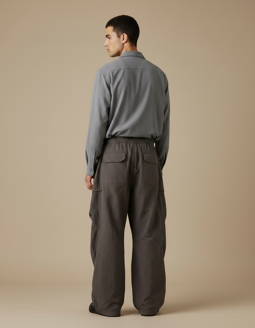 Pantalon Parachute Grande Taille - Gris Polyester - vue 2