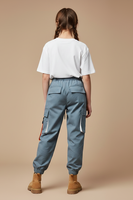 Pantalon Parachute Gris Cargo Imprimé Ample Streetwear - Toile - vue 2