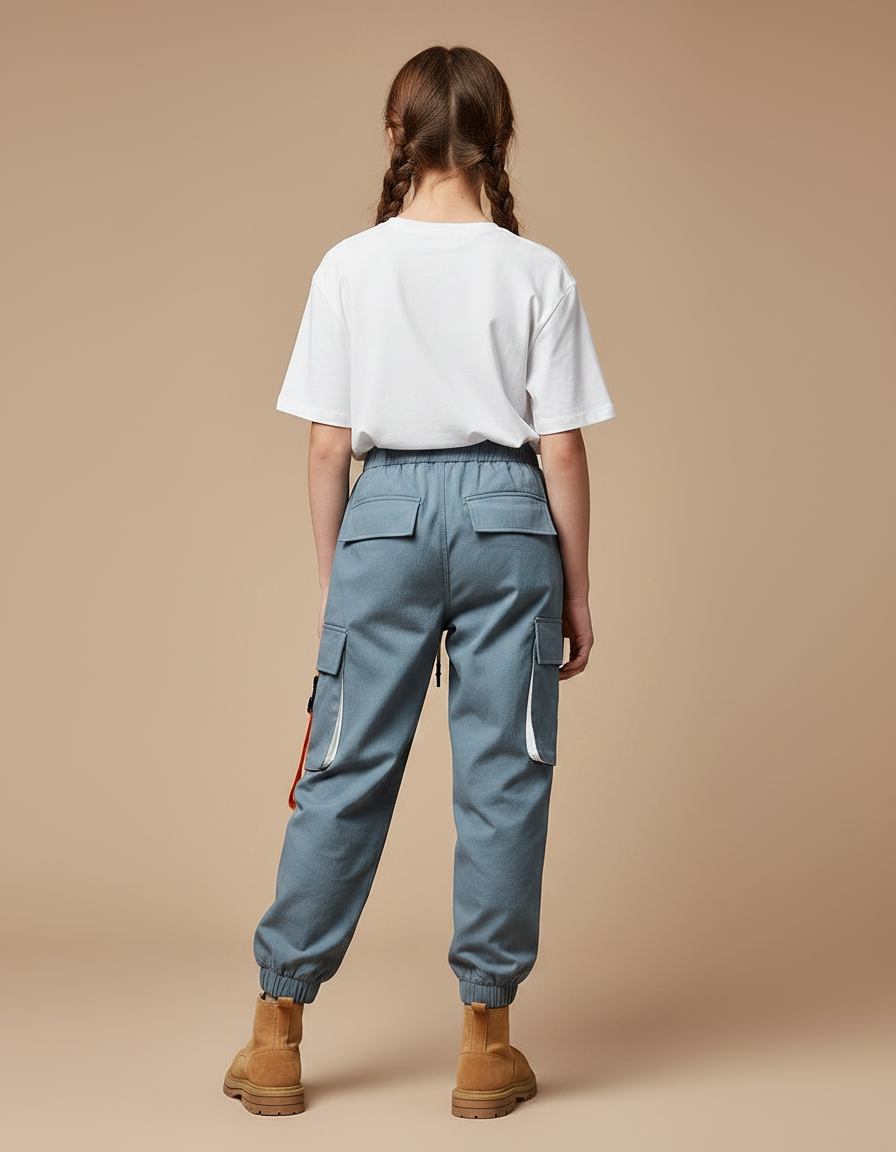 Pantalon Parachute Gris Cargo Imprimé Ample Streetwear - Toile - vue 2