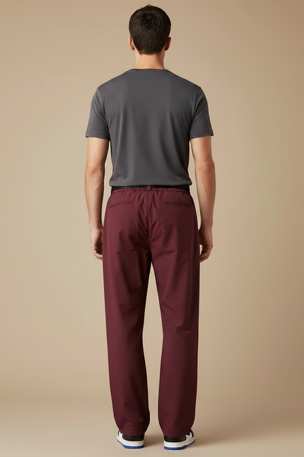Pantalon Parachute Bordeaux Ample Sportif Décontracté Homme - Polyester - vue 2