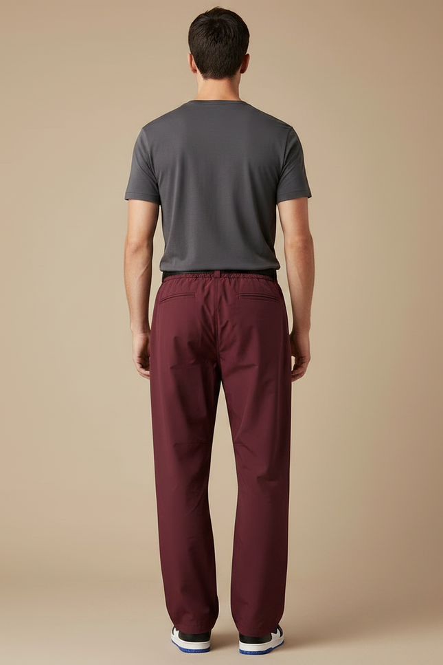Pantalon Parachute Bordeaux Ample Sportif Décontracté Homme - Polyester - vue 2