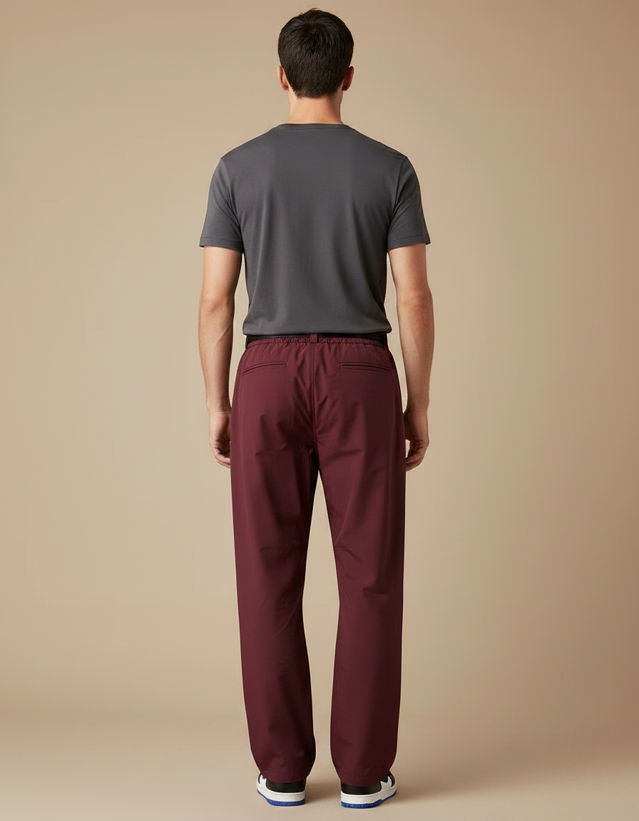 Pantalon Parachute Bordeaux Ample Sportif Décontracté Homme - Polyester - vue 2