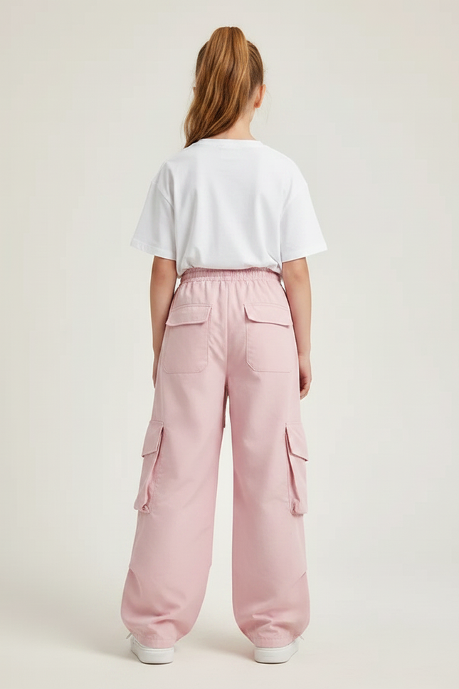Pantalon Parachute Fille Baggy Nylon - Rose Polyester - vue 2