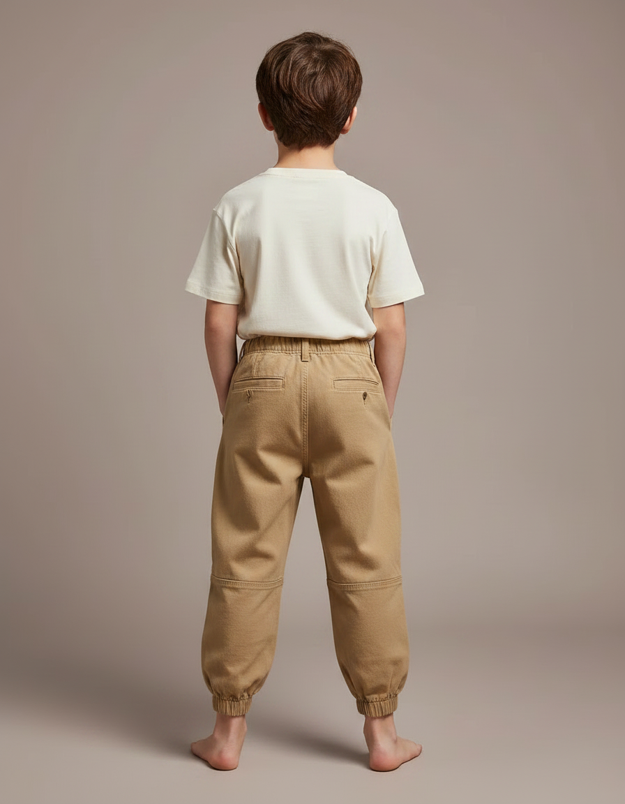 Pantalon Parachute Beige Ample Cargo Coton Enfant - vue 2