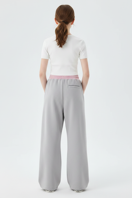 Pantalon Parachute Gris Ample Cordon Sport Fille - Molleton - vue 2