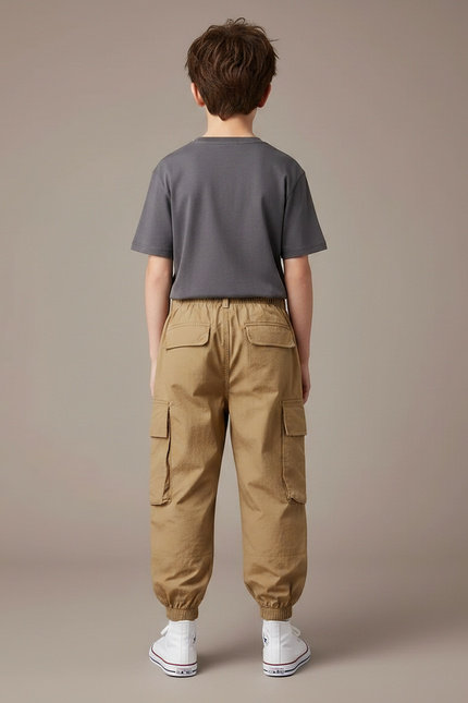Pantalon Parachute Kaki Cargo Ample Garçon Décontracté - Polyester - vue 2