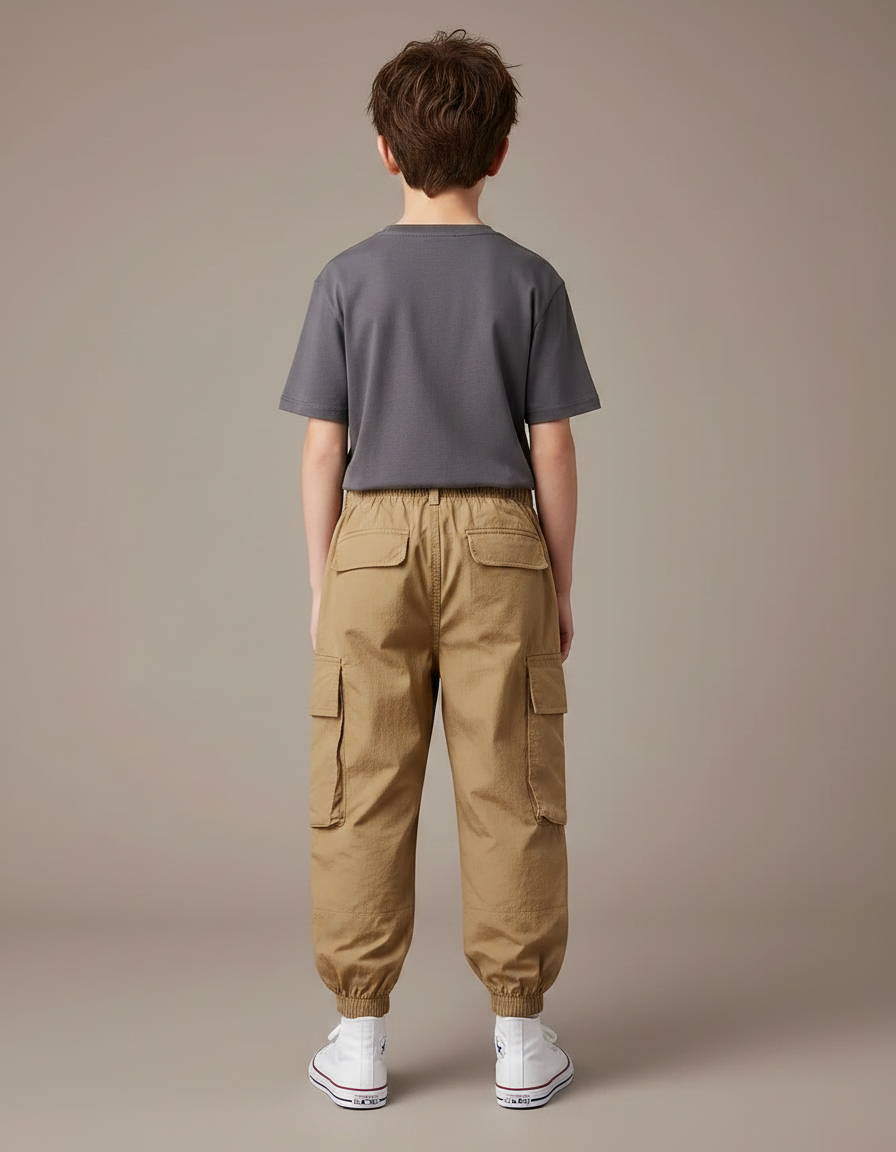 Pantalon Parachute Kaki Cargo Ample Garçon Décontracté - Polyester - vue 2