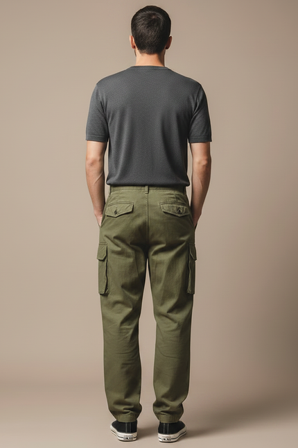 Pantalon Parachute Kaki Ample Coton Cargo - Toile - vue 2