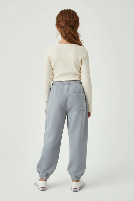 Pantalon Parachute Gris Ample Enfants Coton Décontracté - Molleton - vue 2