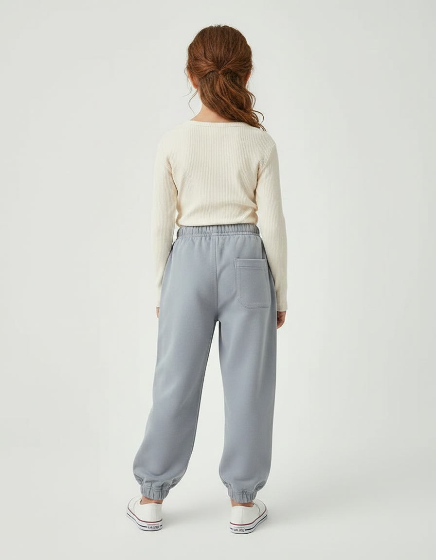 Pantalon Parachute Gris Ample Enfants Coton Décontracté - Molleton - vue 2