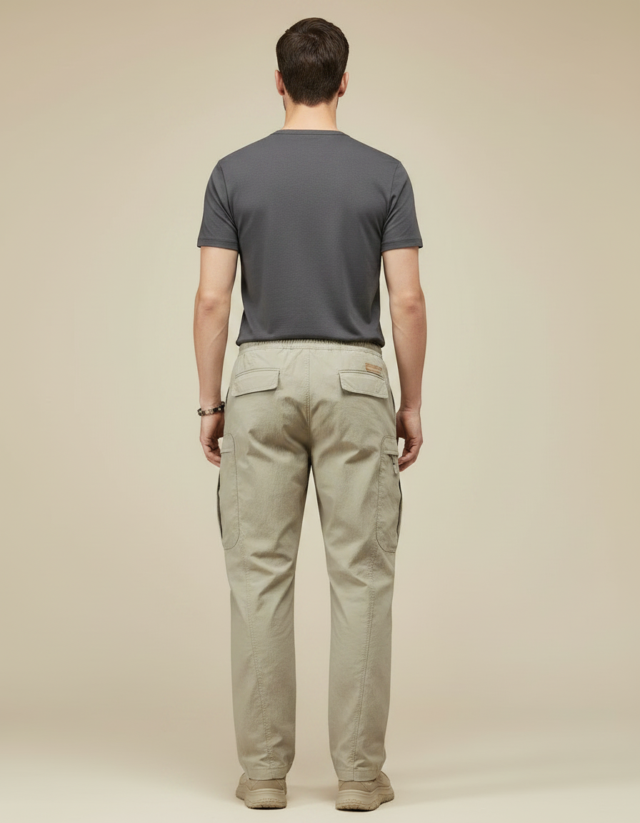 Pantalon Parachute Kaki Cargo Décontracté Ample Homme Léger - Polyester - vue 2