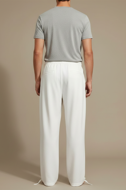 Pantalon Parachute Blanc Droit Ample Décontracté Homme - Molleton - vue 2