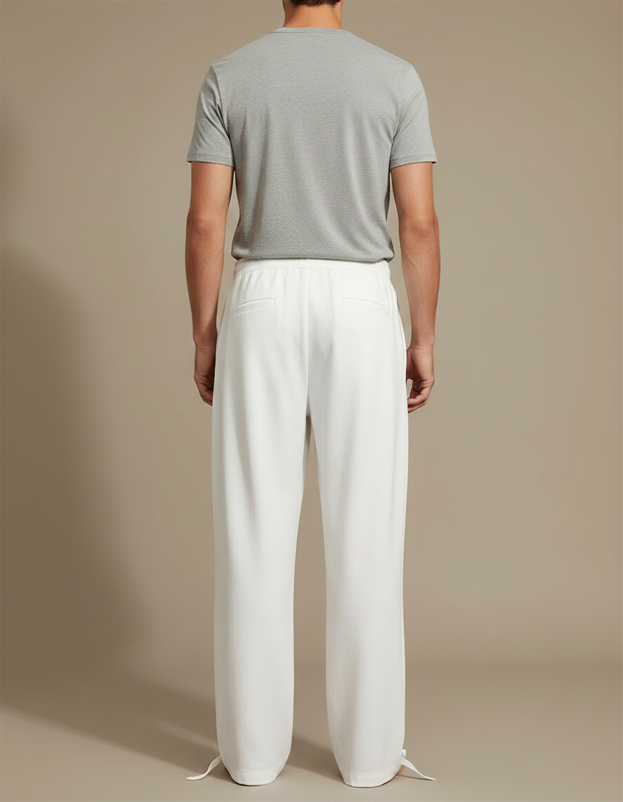 Pantalon Parachute Blanc Droit Ample Décontracté Homme - Molleton - vue 2