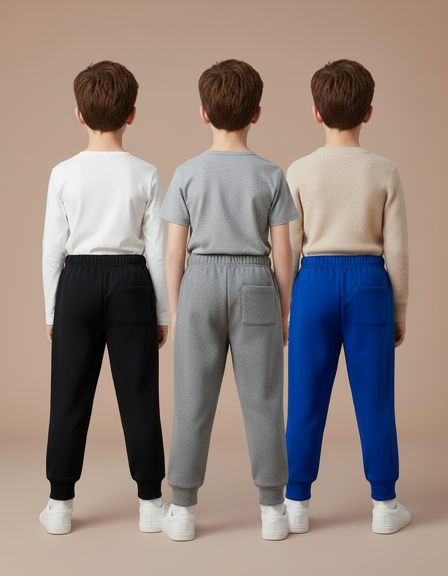 Pantalon Parachute Sportif Rayures Garçon Hiver Polaire - Gris Molleton - vue 2