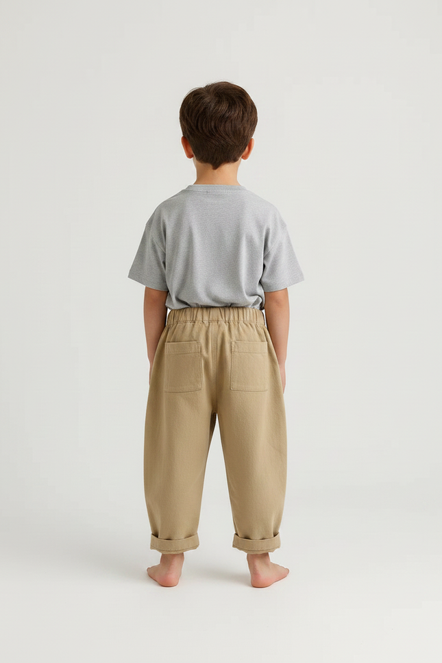 Pantalon Parachute Beige Coton Ample Brodé Étoile Lune - vue 2