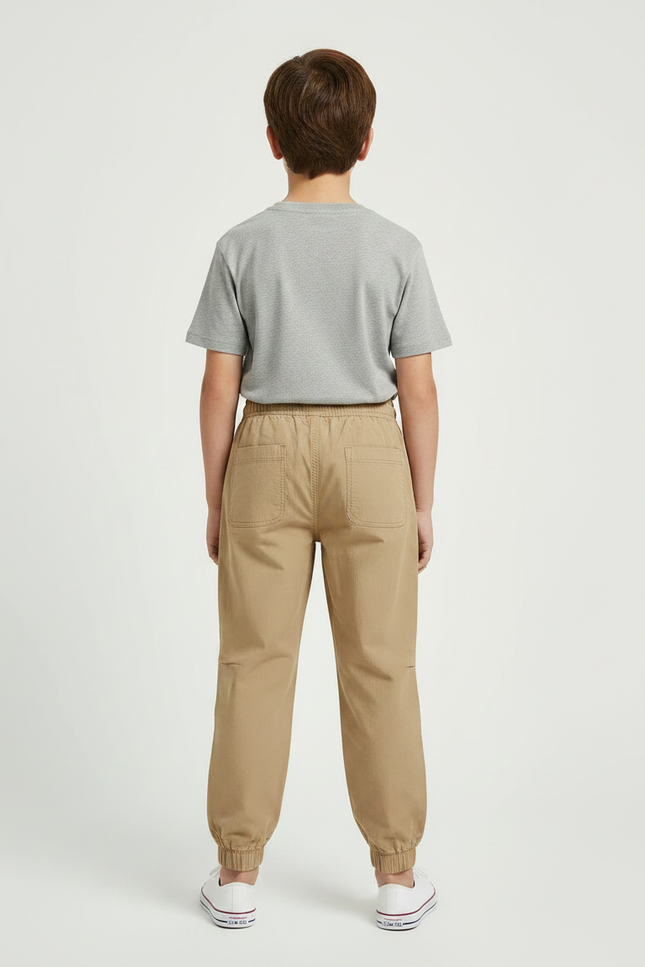 Pantalon Parachute Kaki Coton Ample Enfant Cordon - vue 2