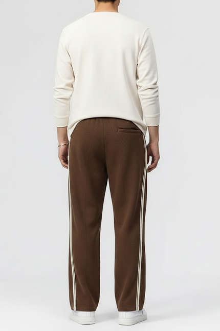 Pantalon Parachute Marron Rayé Ample Décontracté Homme - Molleton - vue 2