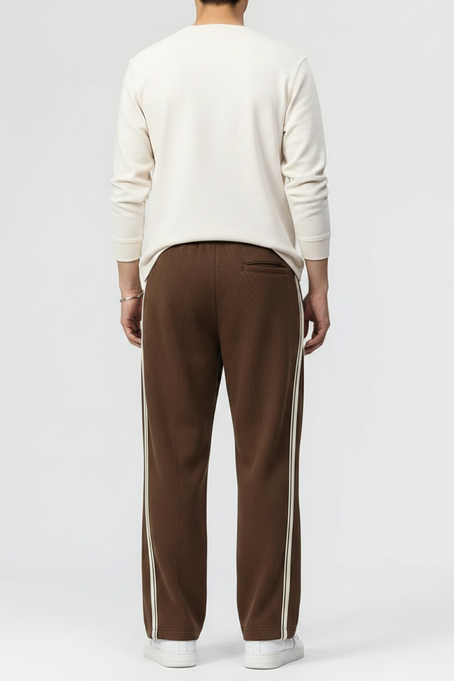 Pantalon Parachute Marron Rayé Ample Décontracté Homme - Molleton - vue 2