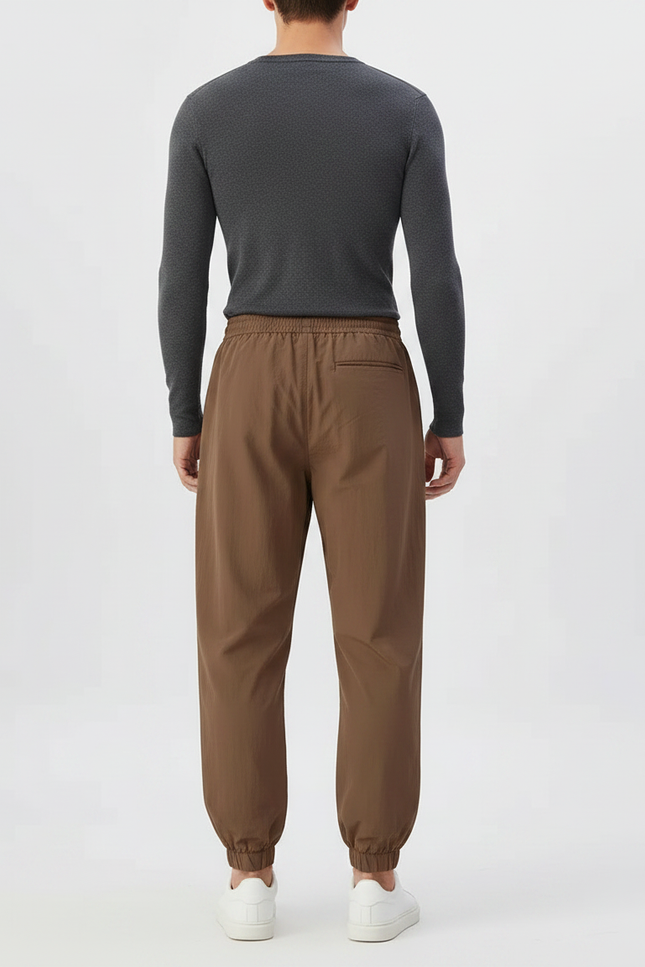 Pantalon Parachute Marron Ample Décontracté Homme - Polyester - vue 2